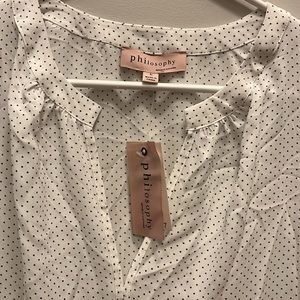 Philosophy top, while with black dots, size L